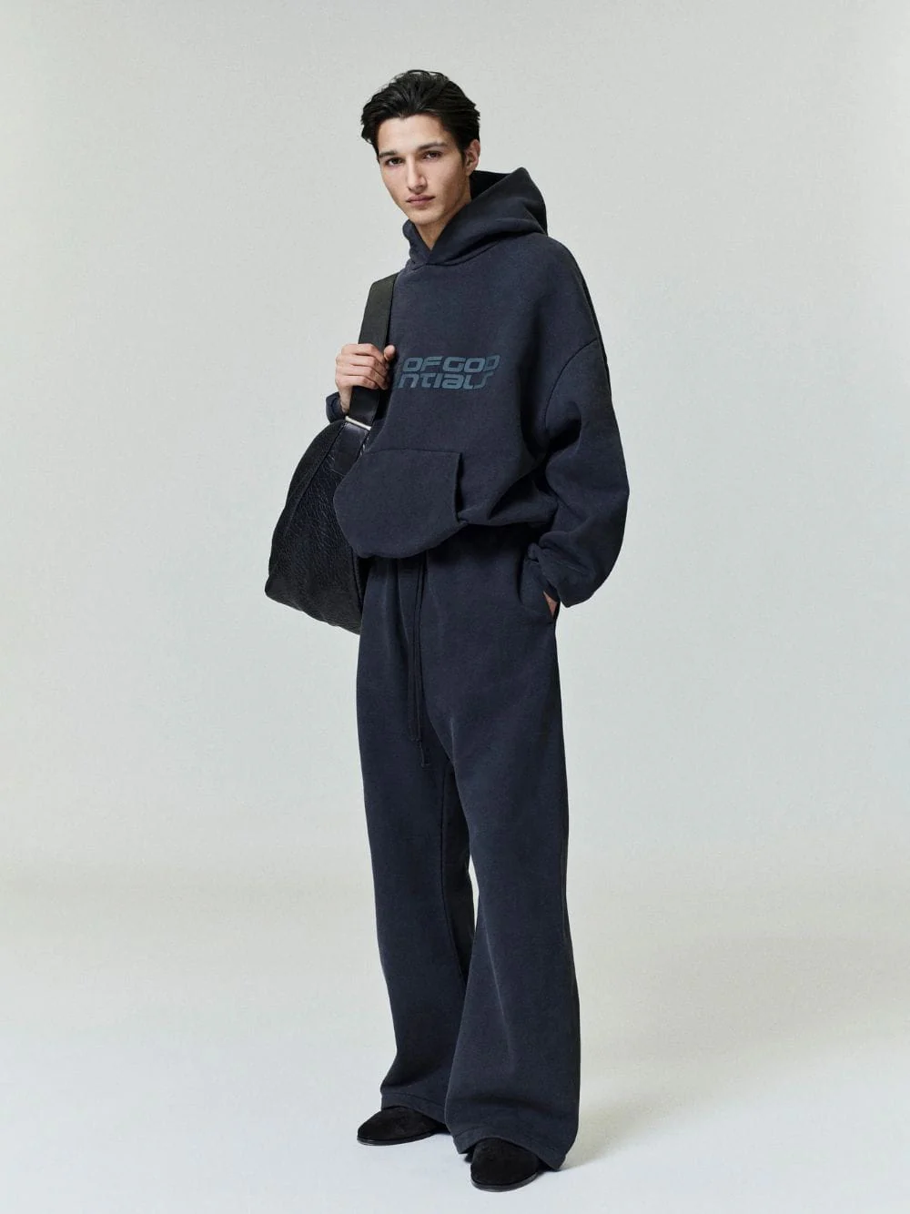 Vintage Black Heavy Fleece 90s Hooded Sweatshirt - Image 2