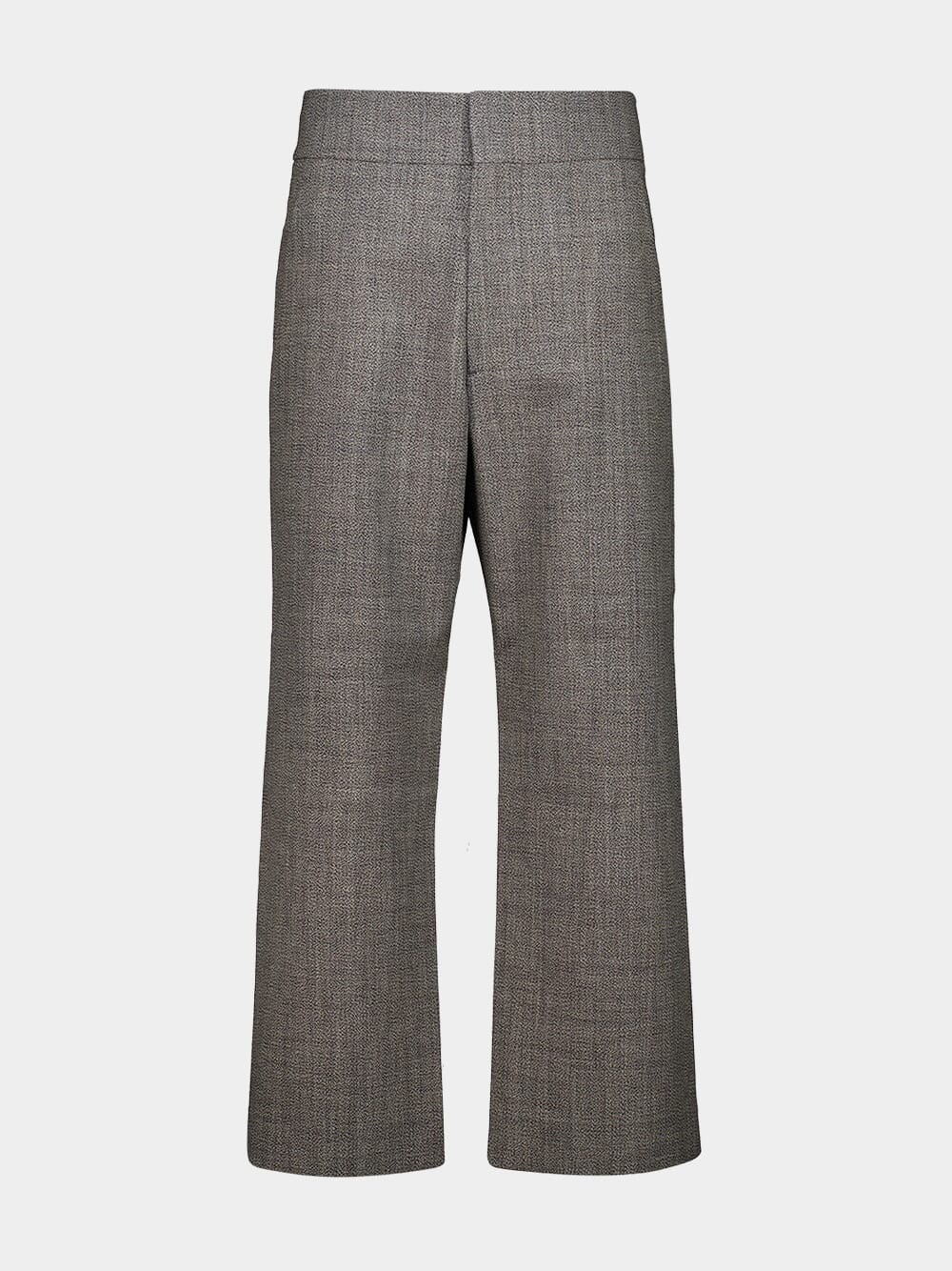 Grey Wool Wide-Leg Trousers - Image 2