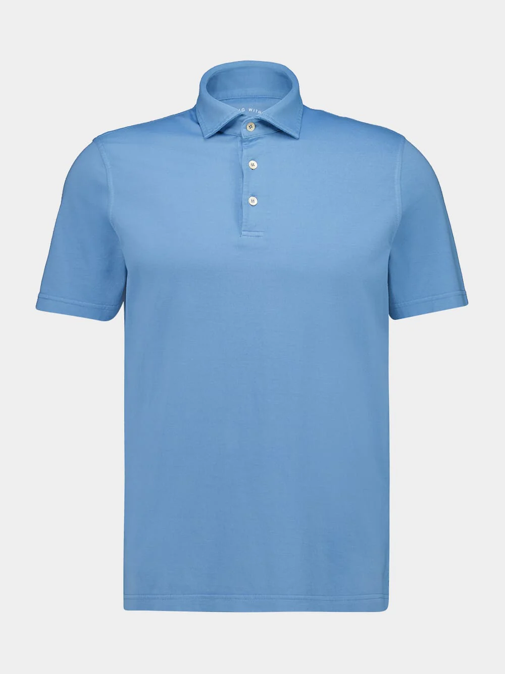 Steel Blue Knitted Cotton Polo Shirt