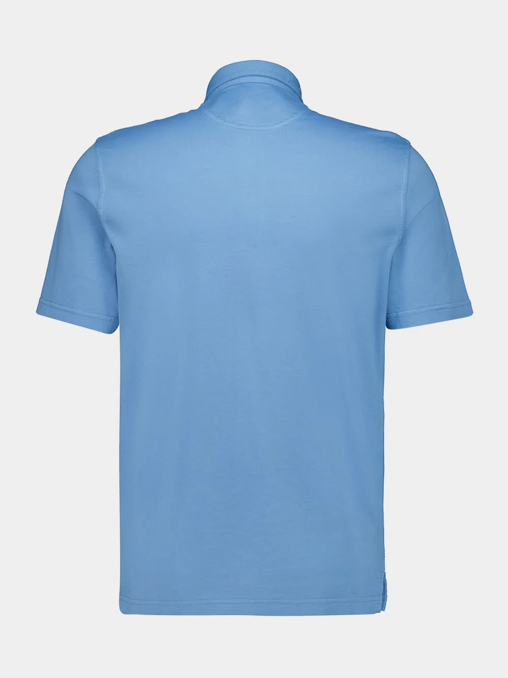 Steel Blue Knitted Cotton Polo Shirt - Image 2