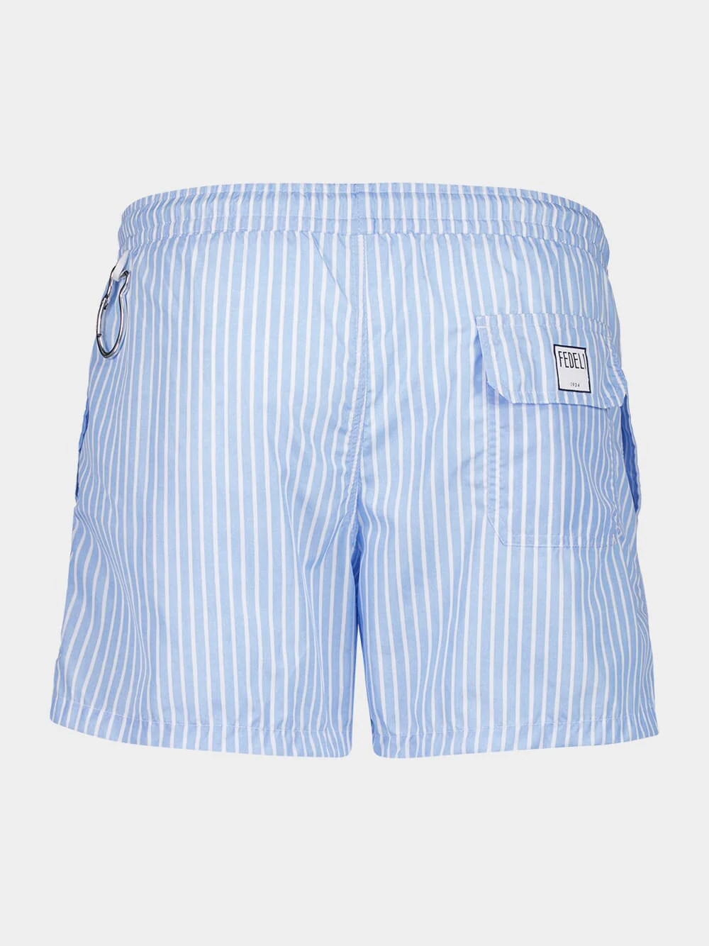 Steel Blue Striped Swim Trunks - Image 2