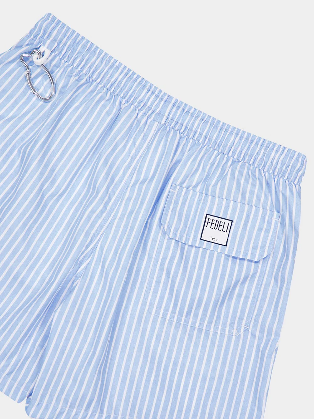 Steel Blue Striped Swim Trunks - Image 4