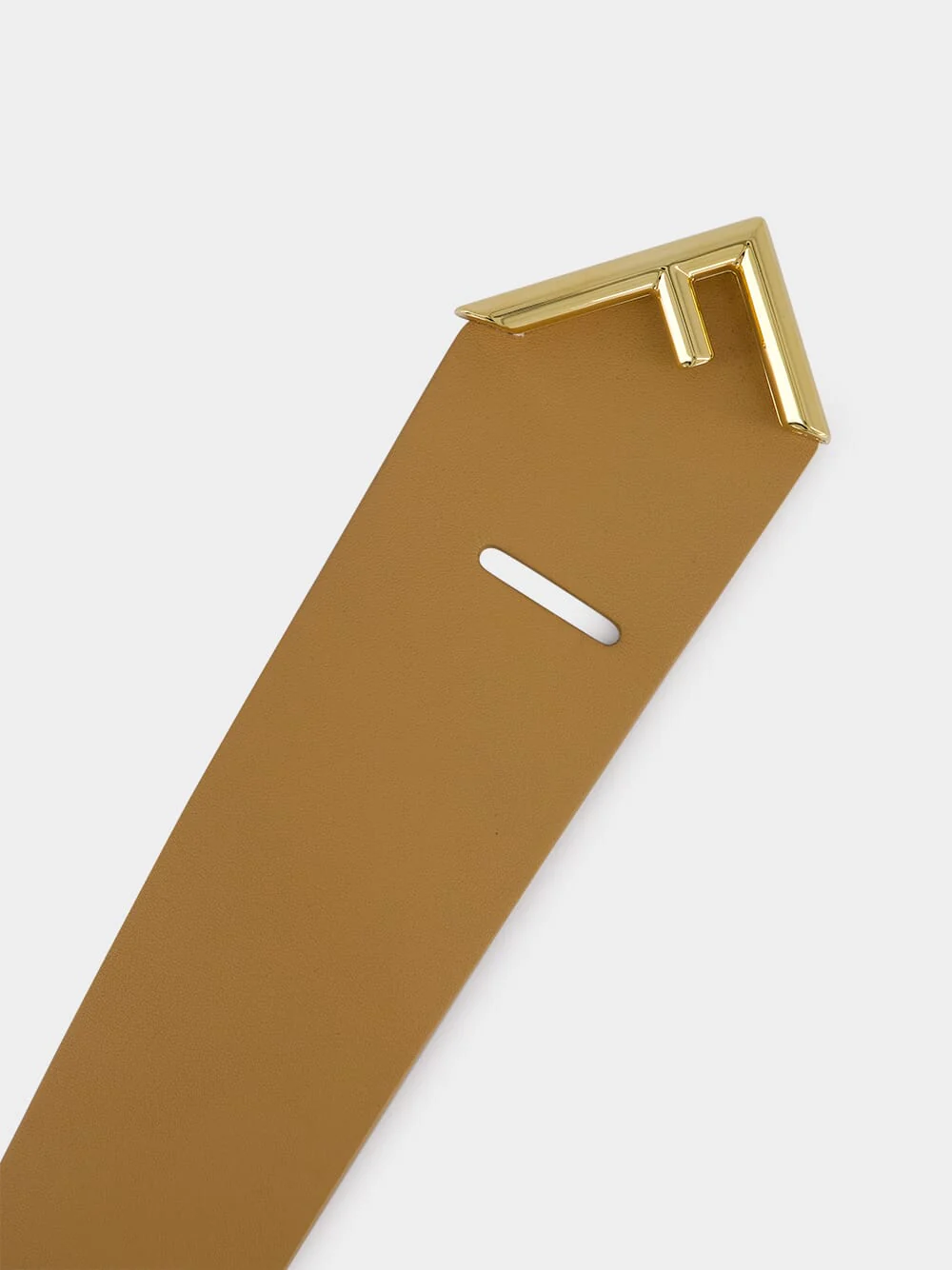 Beige Logo-Plaque Leather Belt - Image 2