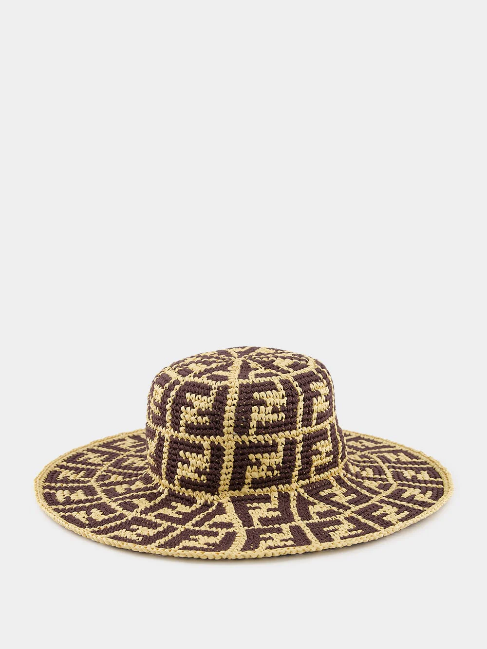 Brown Raffia and Cotton Hat - Image 2