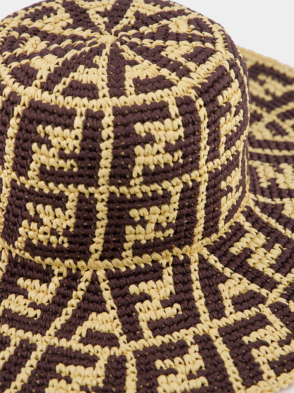 Brown Raffia and Cotton Hat - Image 3