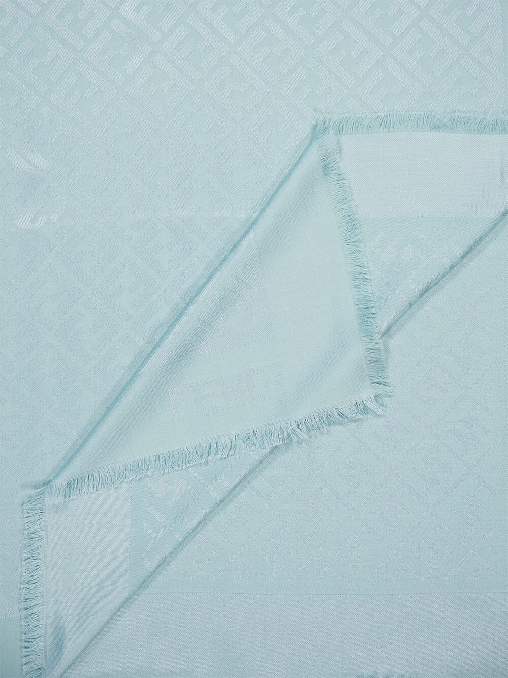Light Blue Silk and Wool FF Shawl - Image 2