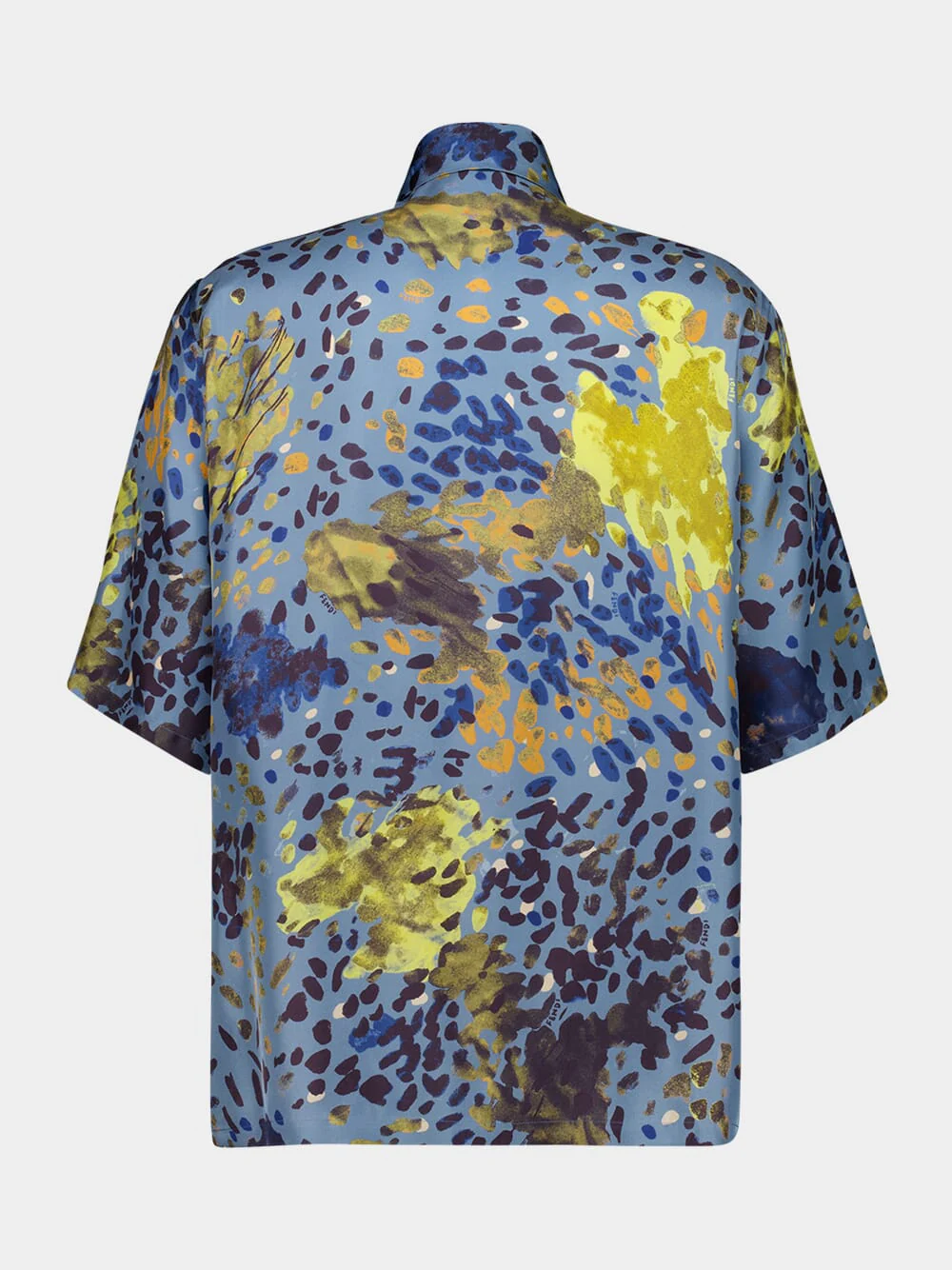 Airforce Blue and Yellow Falena Silk Shirt - Image 2