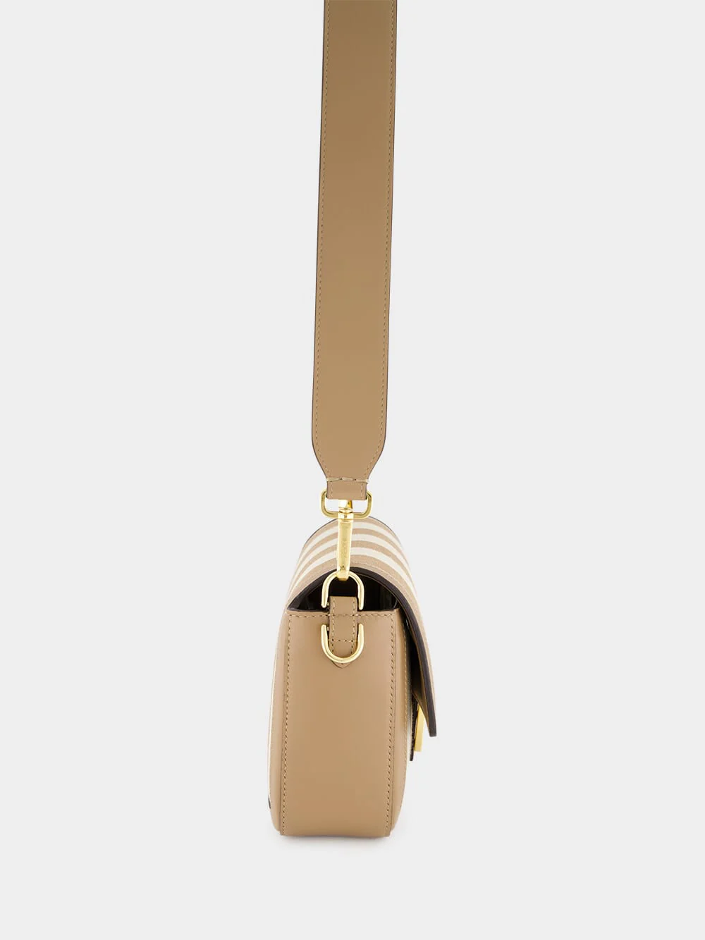 Beige Pequin Striped Baguette Bag - Image 5
