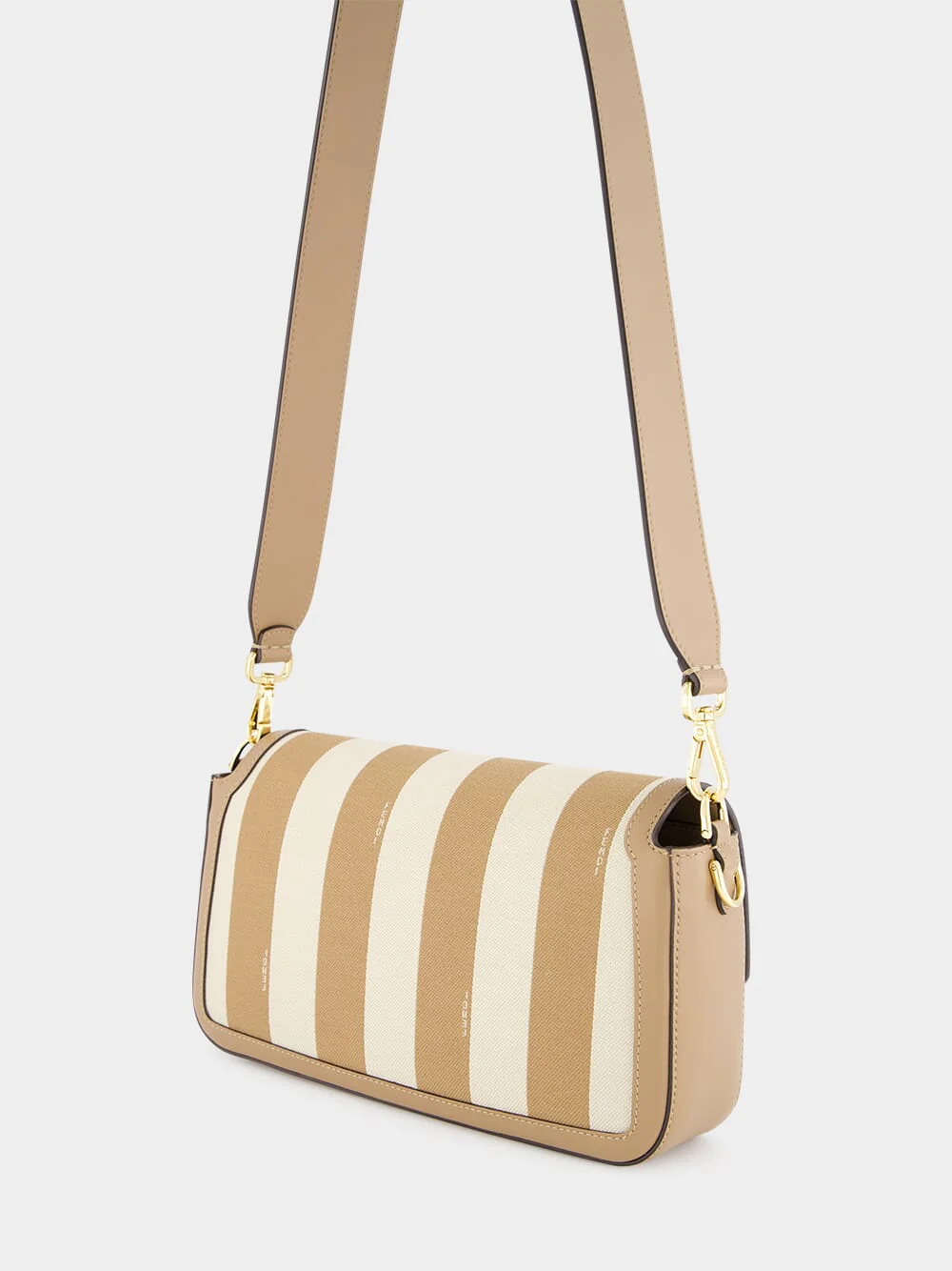 Beige Pequin Striped Baguette Bag - Image 6