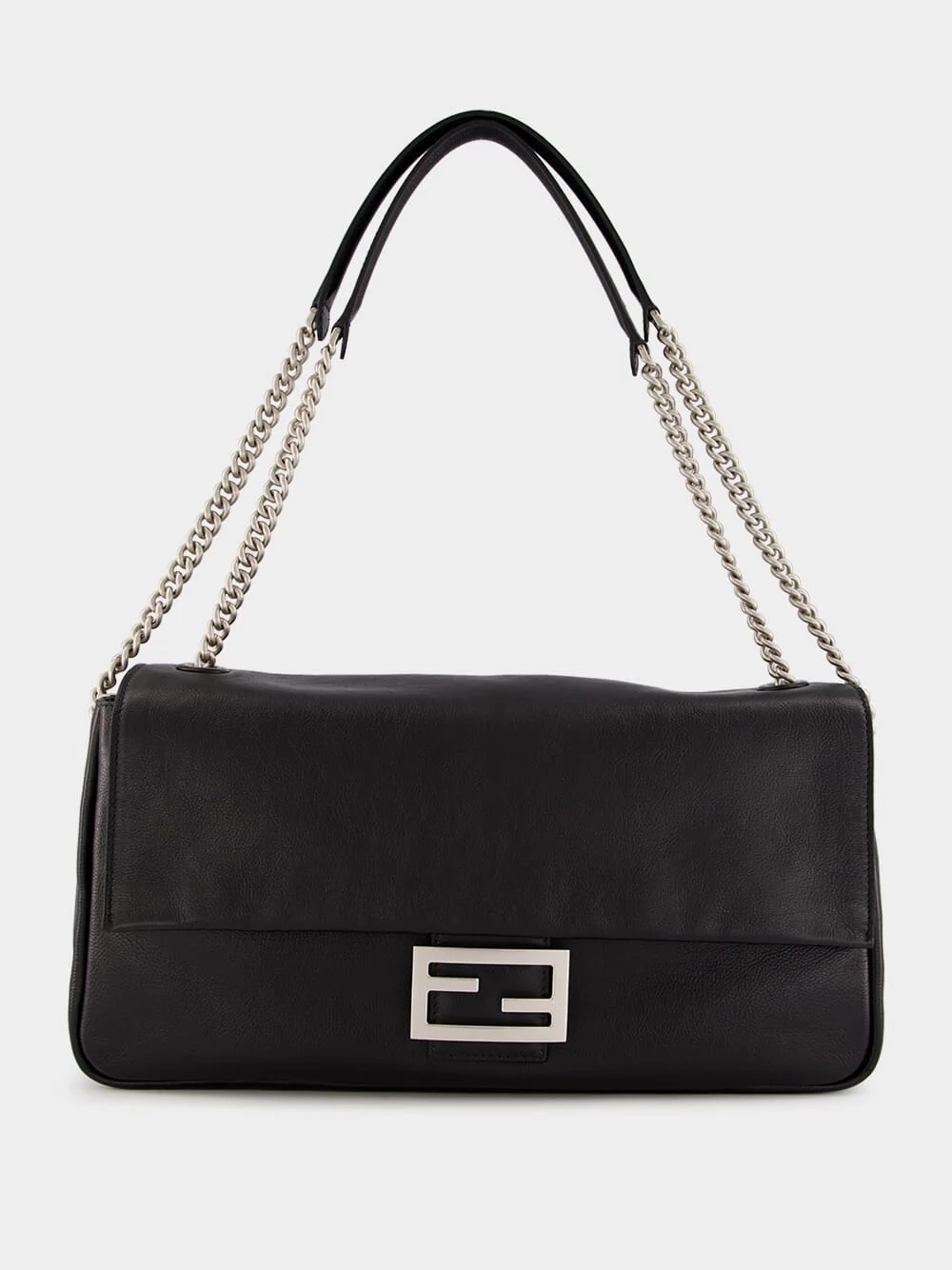 Black Leather Baguette Bag - Image 3