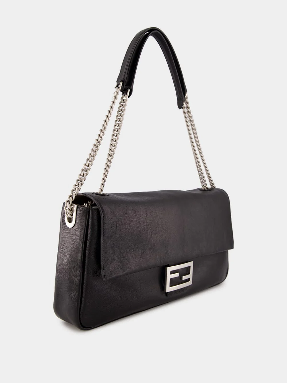 Black Leather Baguette Bag - Image 4