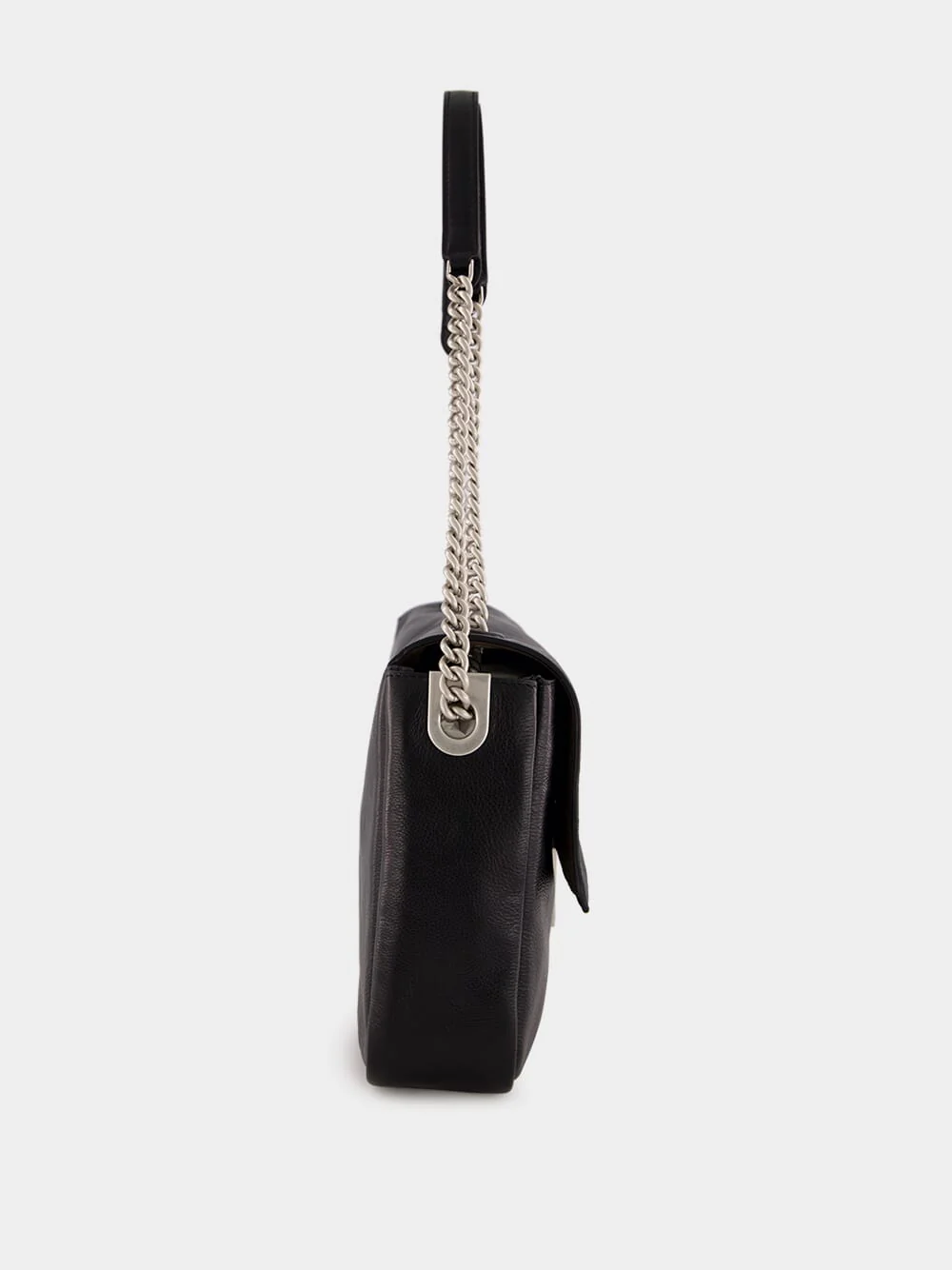 Black Leather Baguette Bag - Image 5