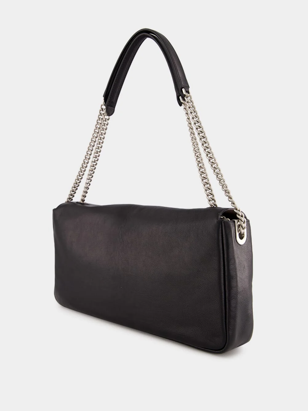 Black Leather Baguette Bag - Image 6