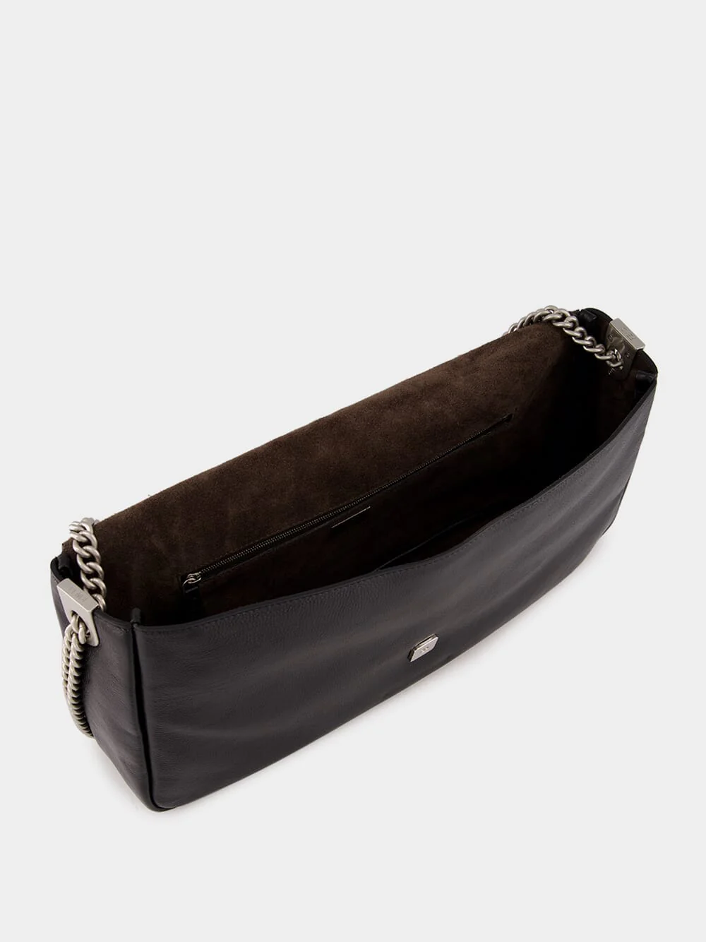 Black Leather Baguette Bag - Image 7