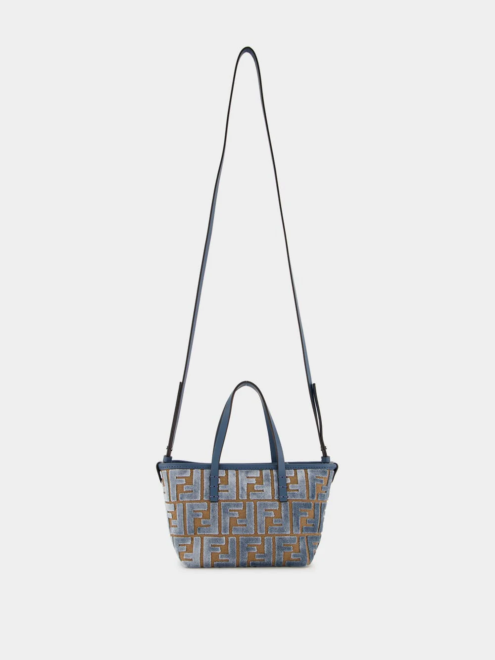 Light Blue FF Jacquard Mini Shopper Bag - Image 3