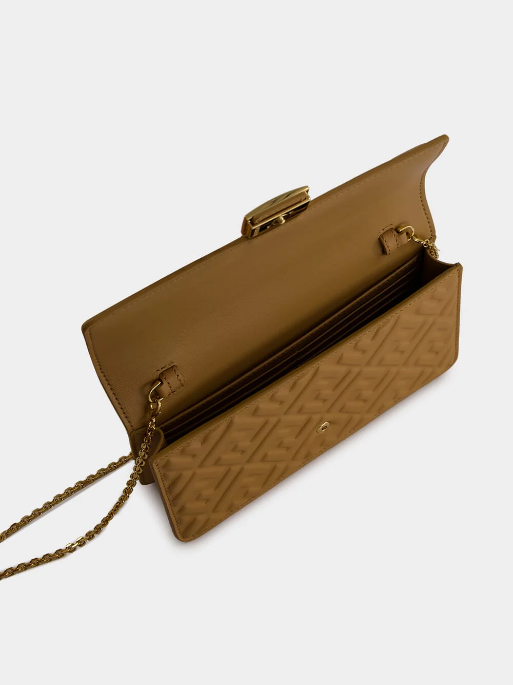 Light Brown Nappa Leather Wallet on Chain Baguette - Image 6
