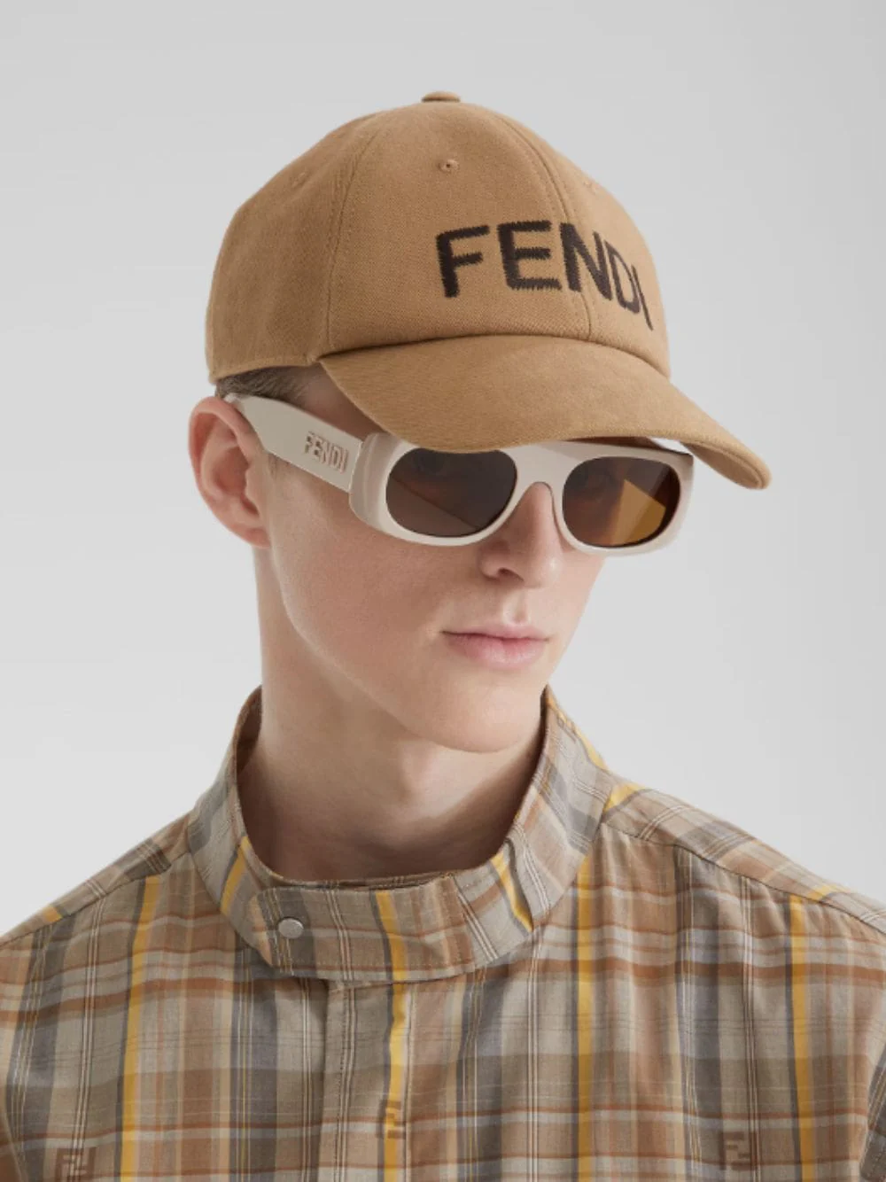 Beige Cotton Baseball Cap - Image 2