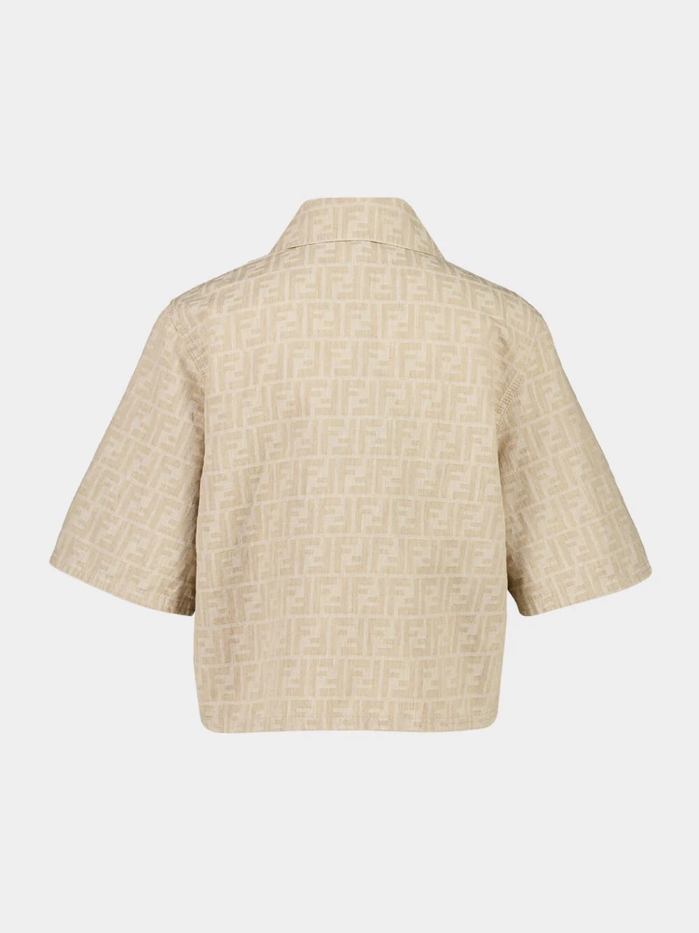 Beige Cropped FF Chambray Jacket - Image 2