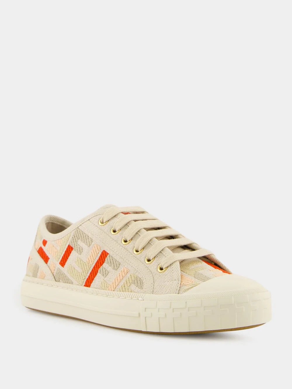 Beige Embroidered Domino Sneakers - Image 2