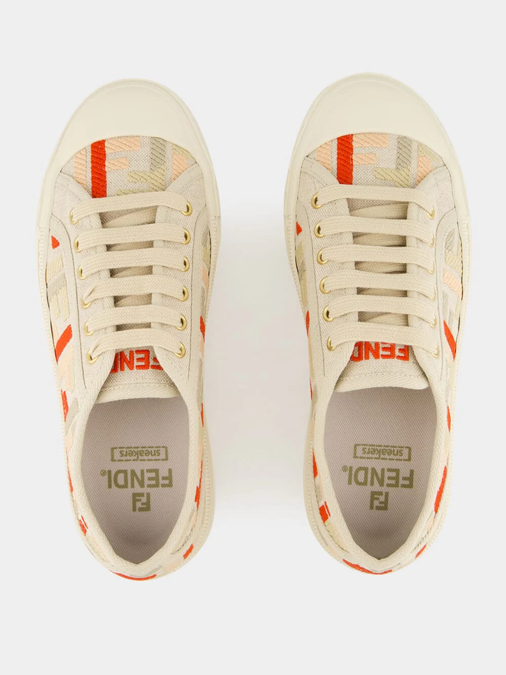 Beige Embroidered Domino Sneakers - Image 4