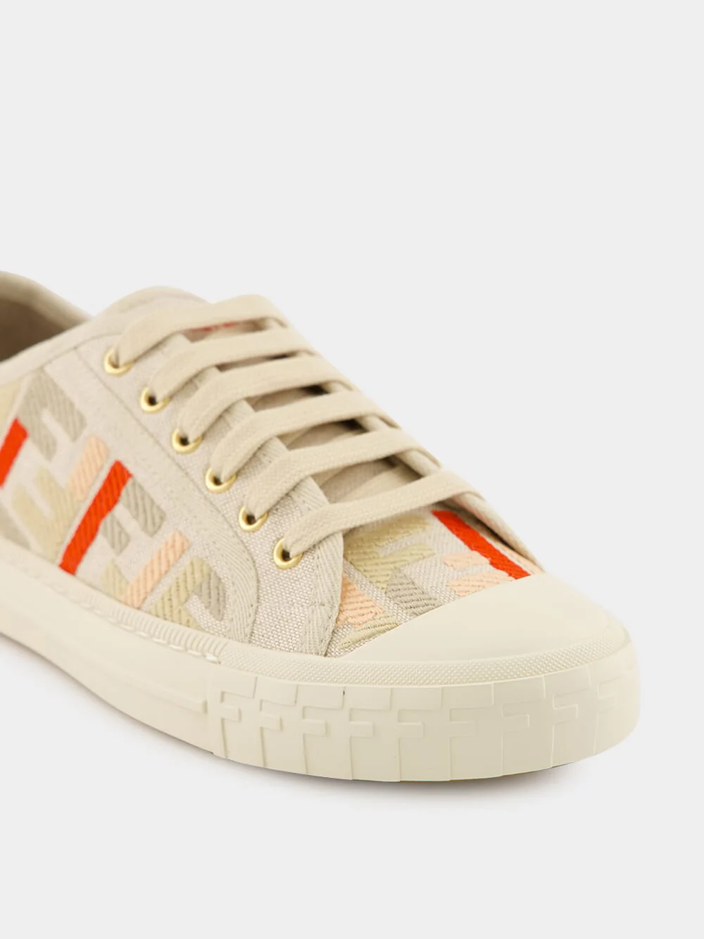Beige Embroidered Domino Sneakers - Image 6