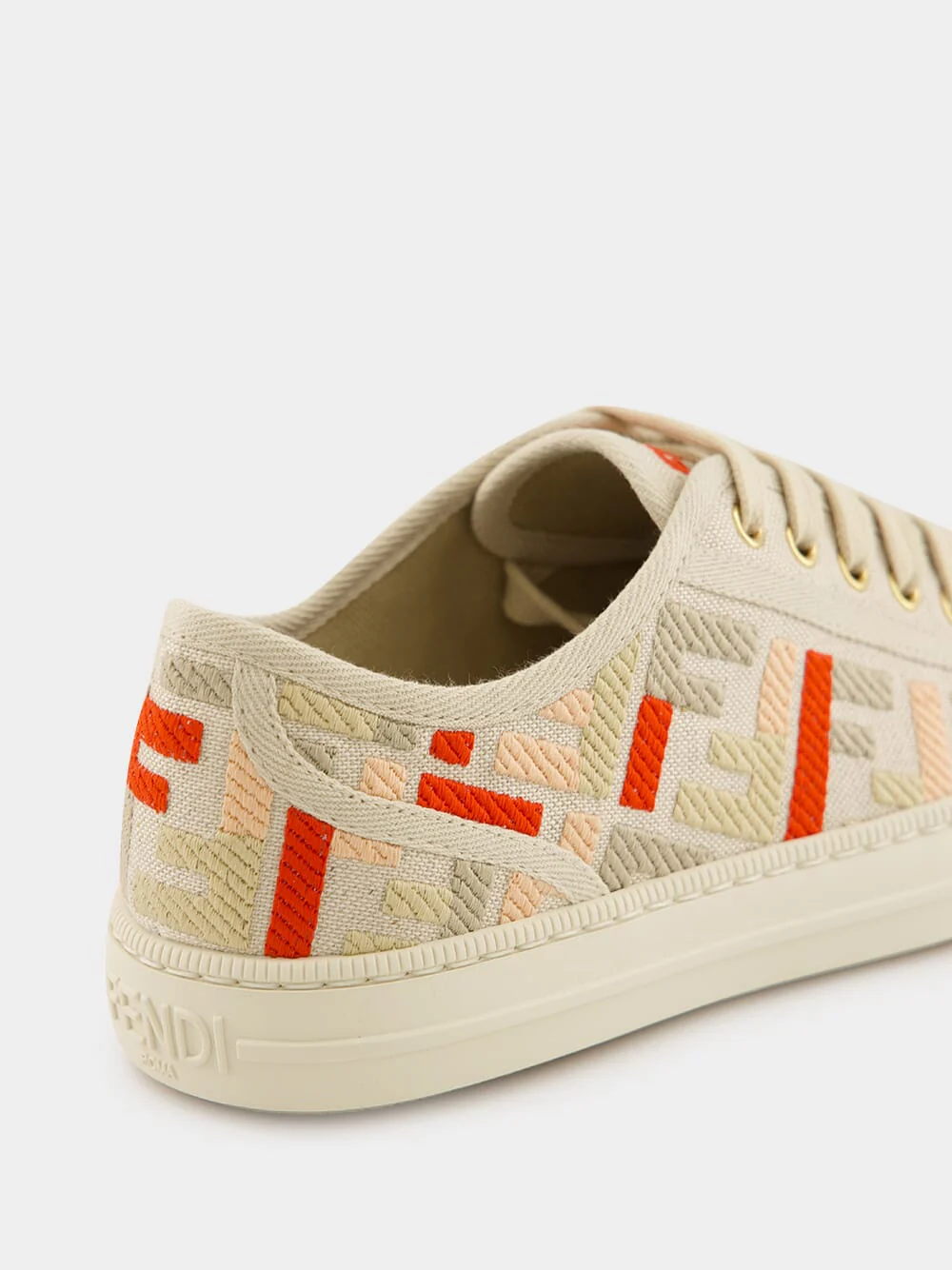 Beige Embroidered Domino Sneakers - Image 7