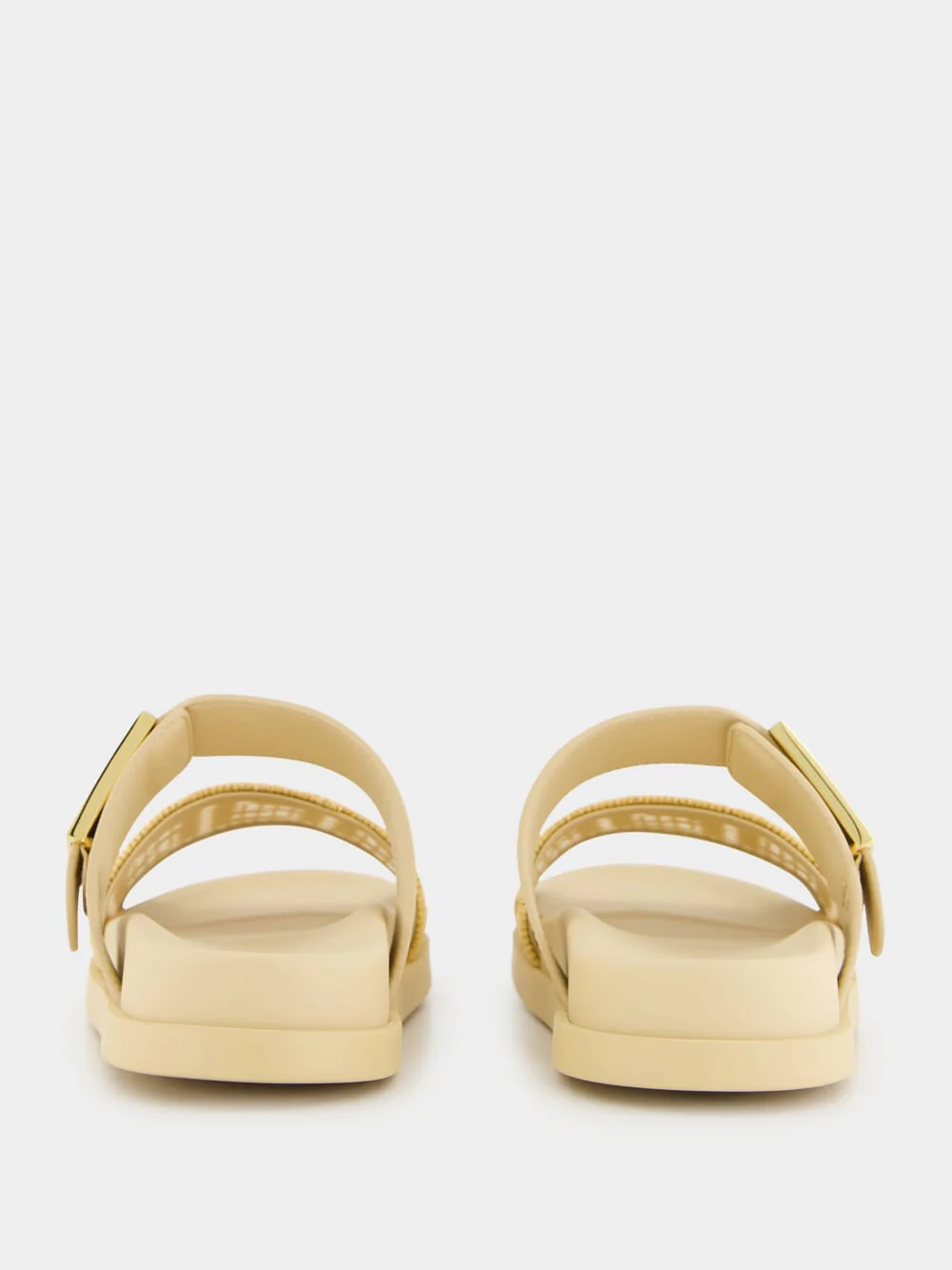 Beige Feel Mesh Raffia FF Slides - Image 5