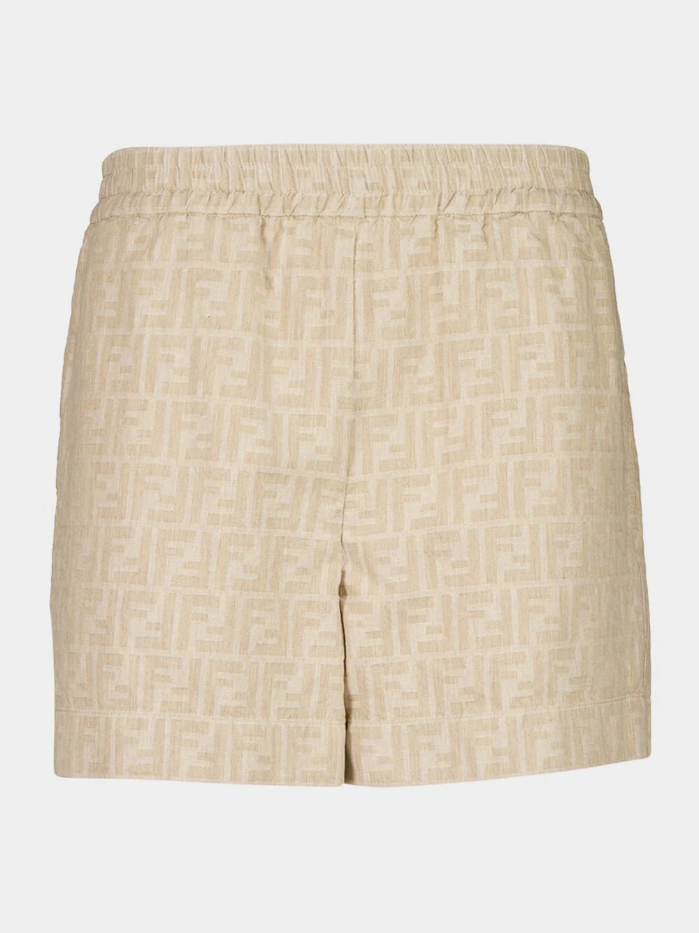 Beige FF Chambray Cotton Linen Shorts