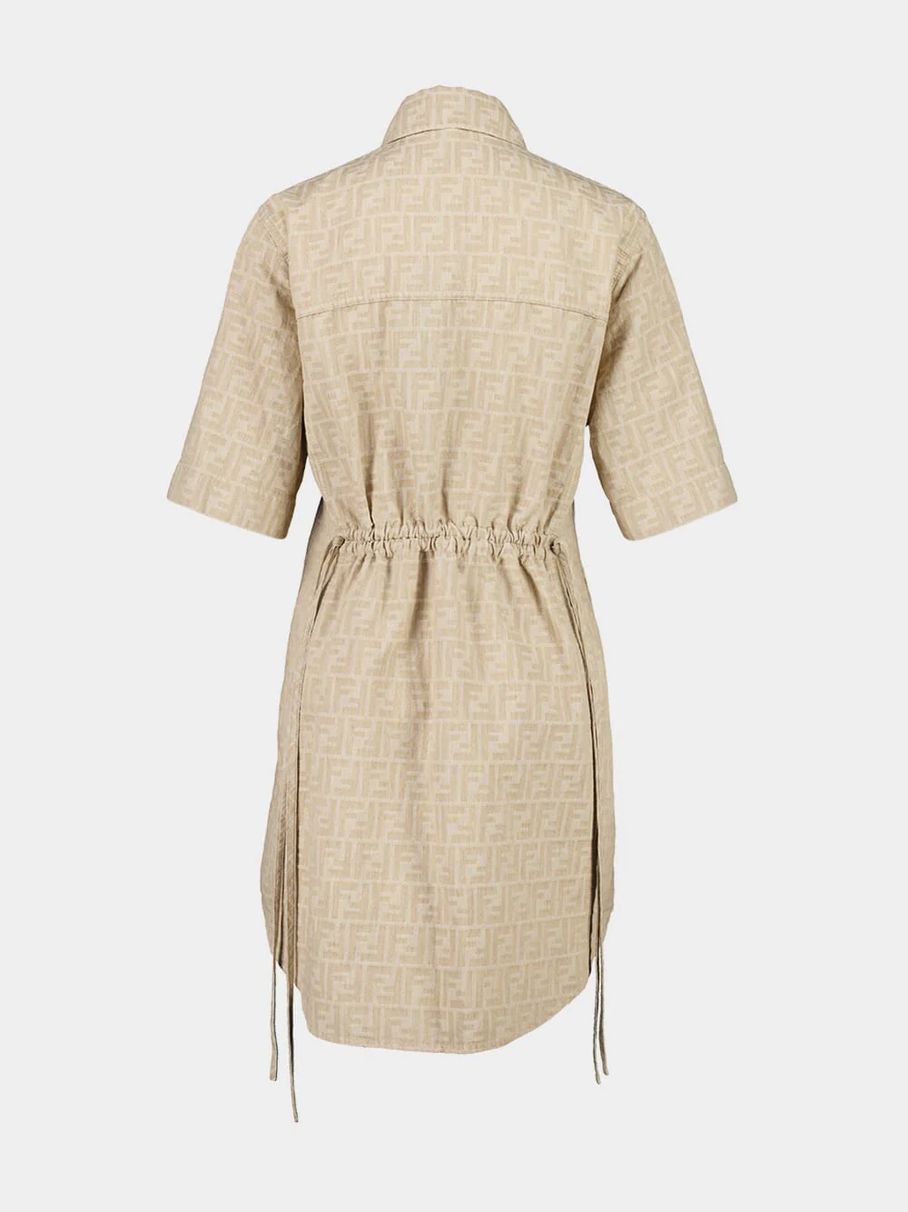 Beige FF Chambray Shirt Dress - Image 3