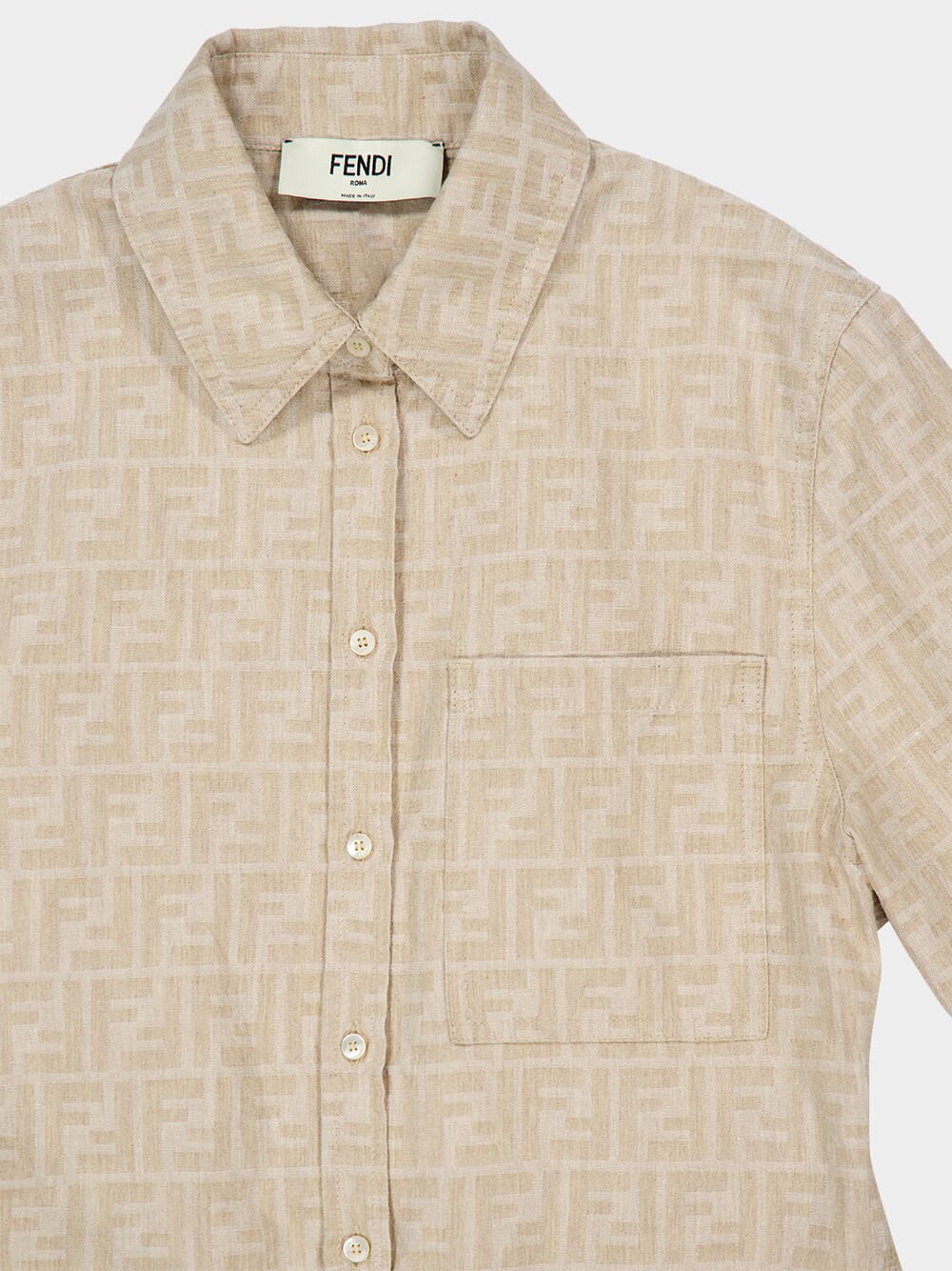 Beige FF Chambray Shirt Dress - Image 4