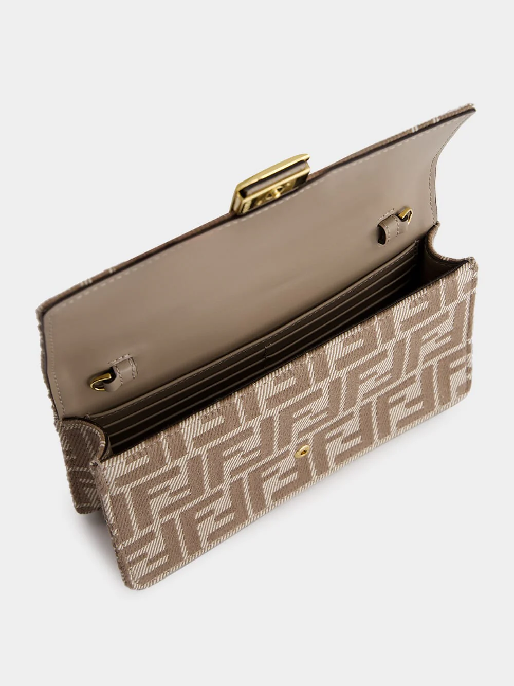Beige FF Jacquard Wallet On Chain - Image 7