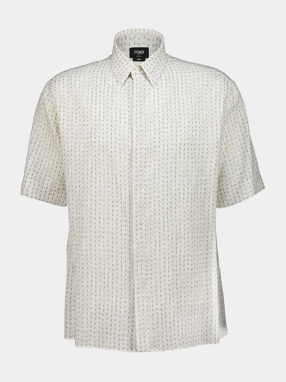 Beige FF Linen Boxy Shirt - Image 2