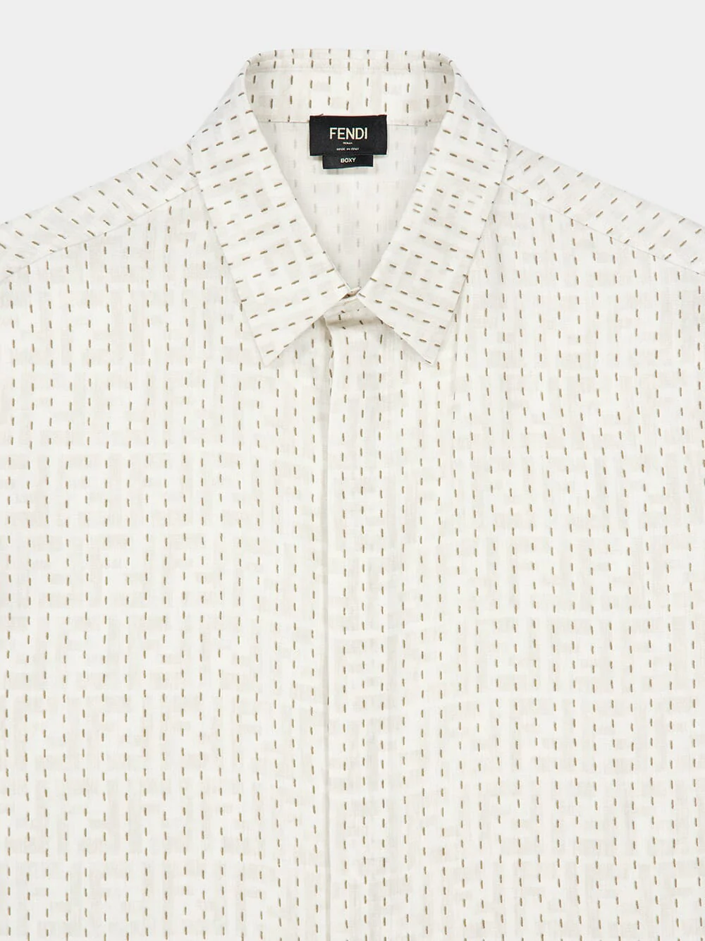 Beige FF Linen Boxy Shirt - Image 4