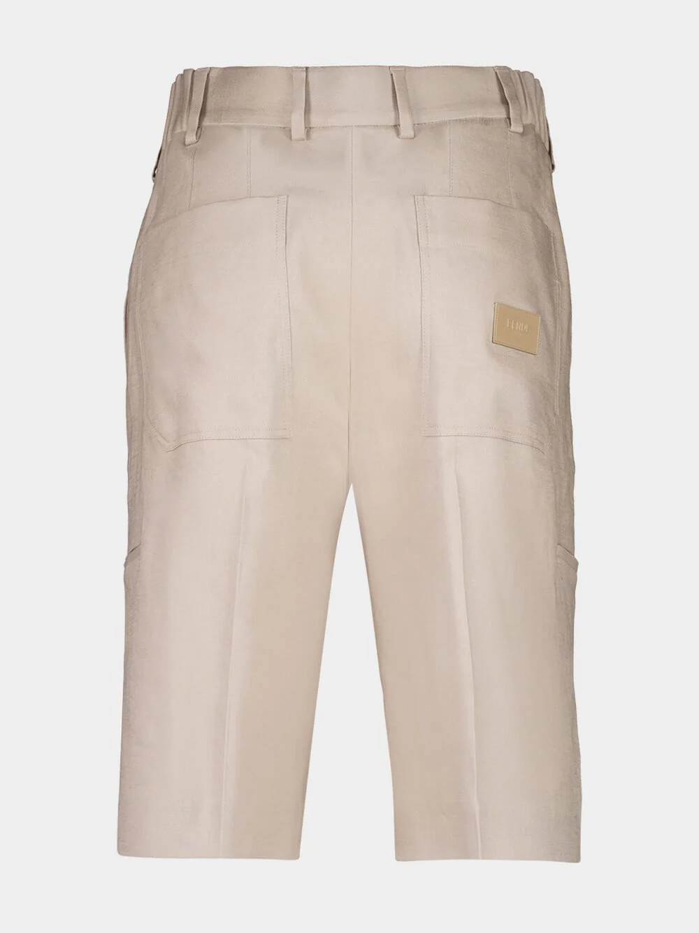 Beige Linen Straight-Cut Bermuda Shorts - Image 2