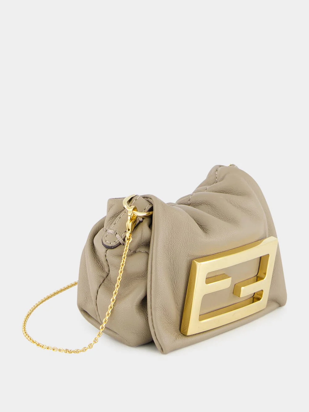 Beige Nano Mamma Baguette Leather Bag - Image 3
