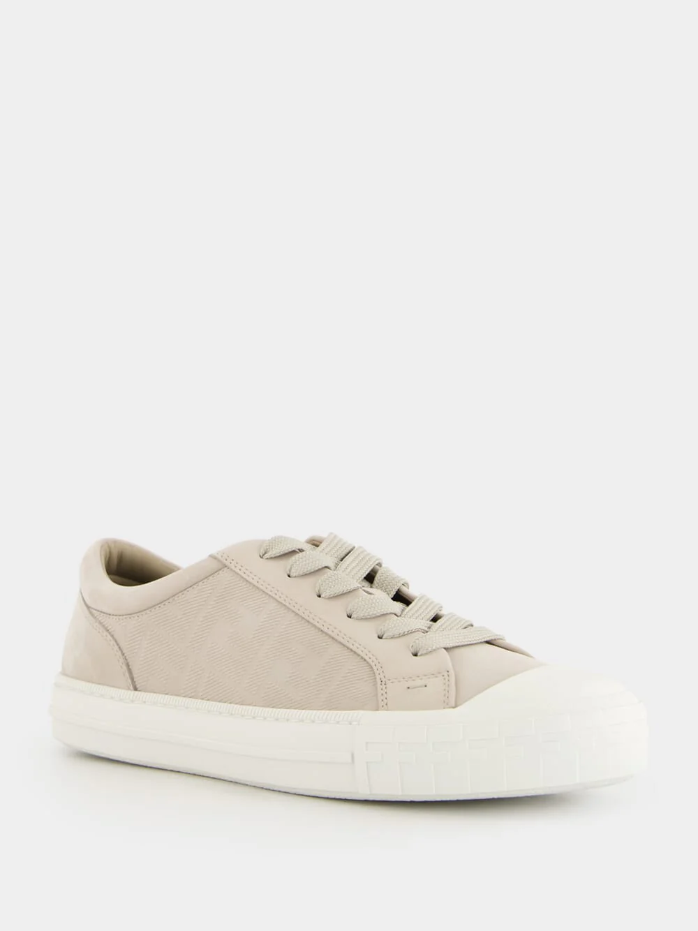 Beige Nubuck Domino Sneakers with FF Motif - Image 2