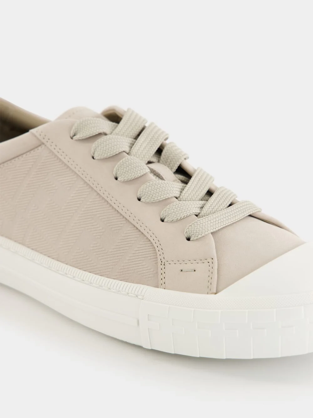 Beige Nubuck Domino Sneakers with FF Motif - Image 7