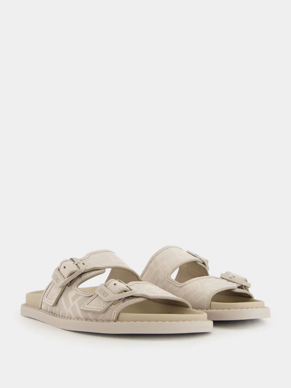 Beige Nubuck Leather Sandals with FF Motif - Image 3