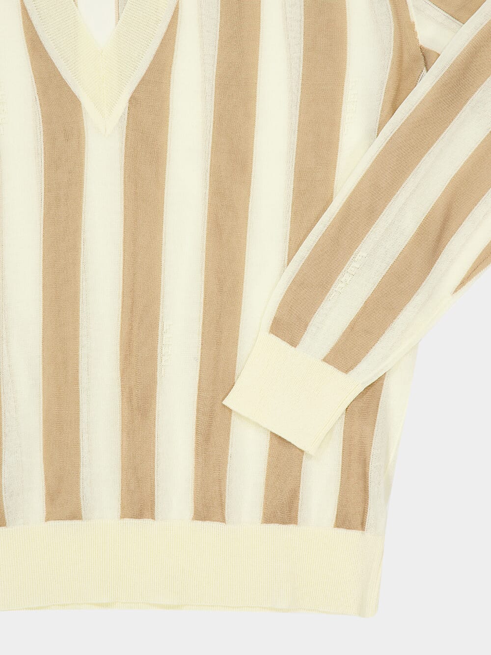 Beige Pequin Silk and Cotton Jumper - Image 4