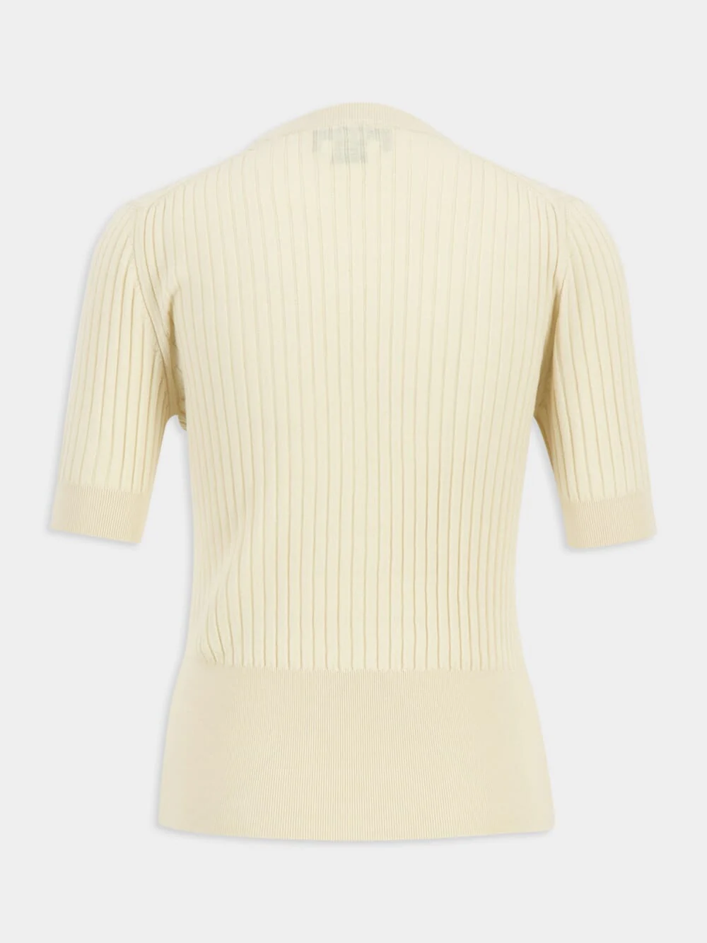 Beige Ribbed Wool Fitted Jumper - Image 3