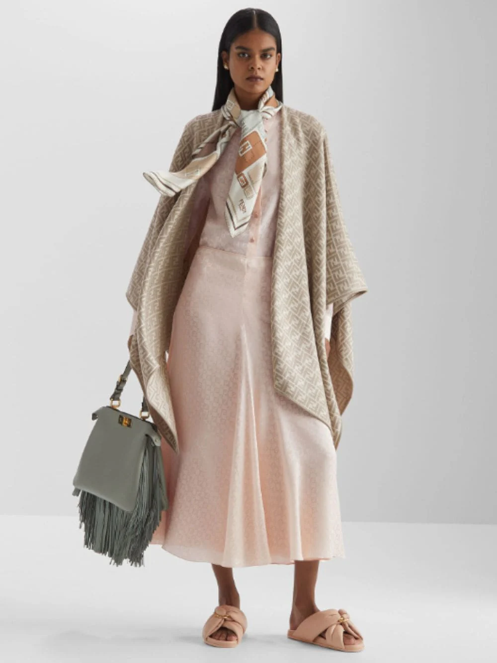 Beige Silk Baguette Foulard - Image 2