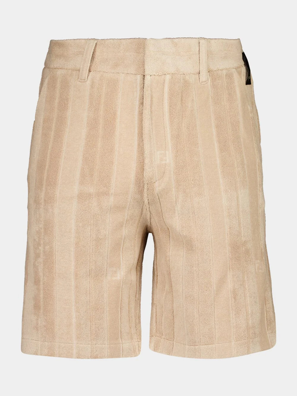 Beige Terry FF Jacquard Swim Shorts
