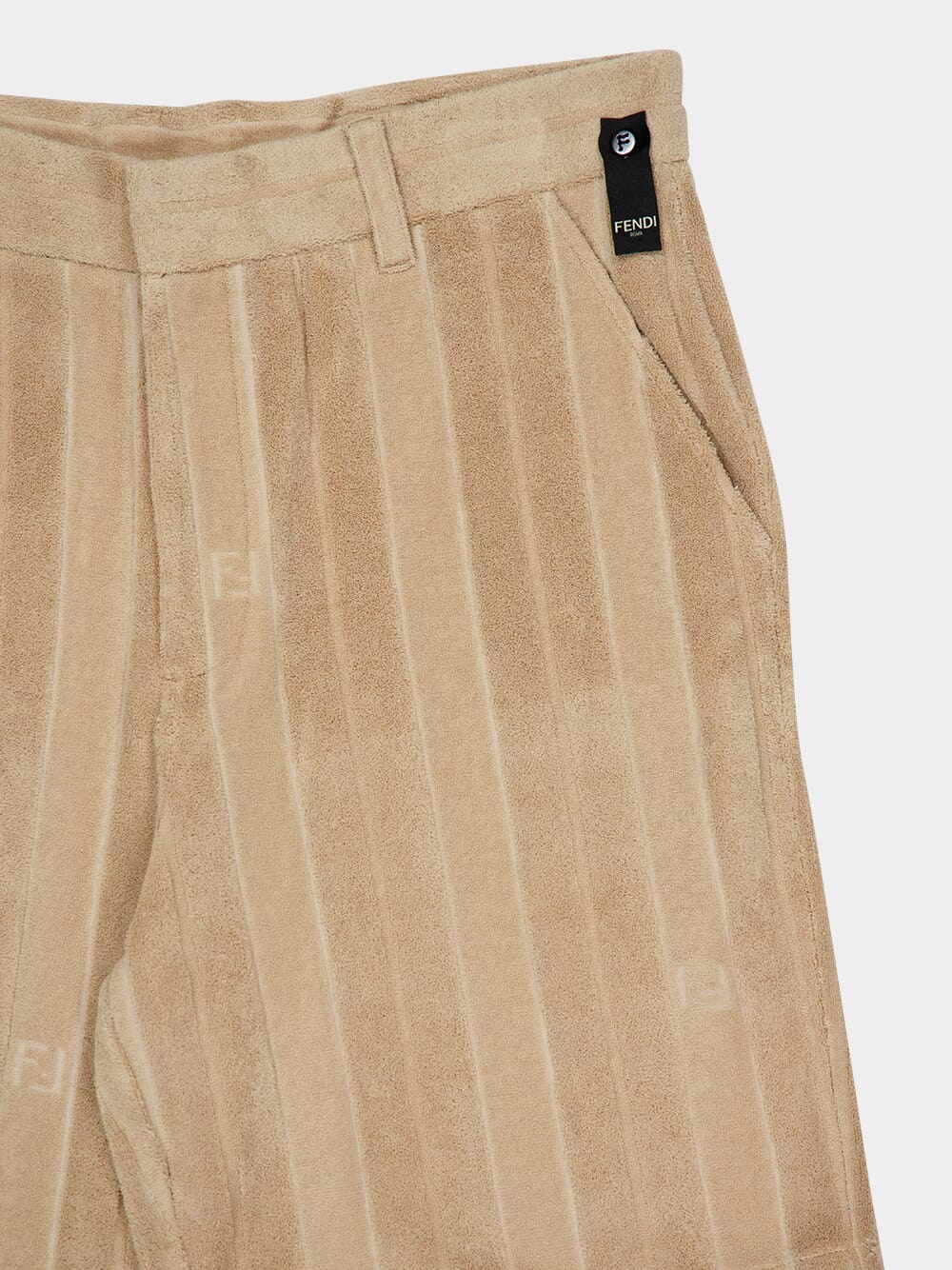 Beige Terry FF Jacquard Swim Shorts - Image 3