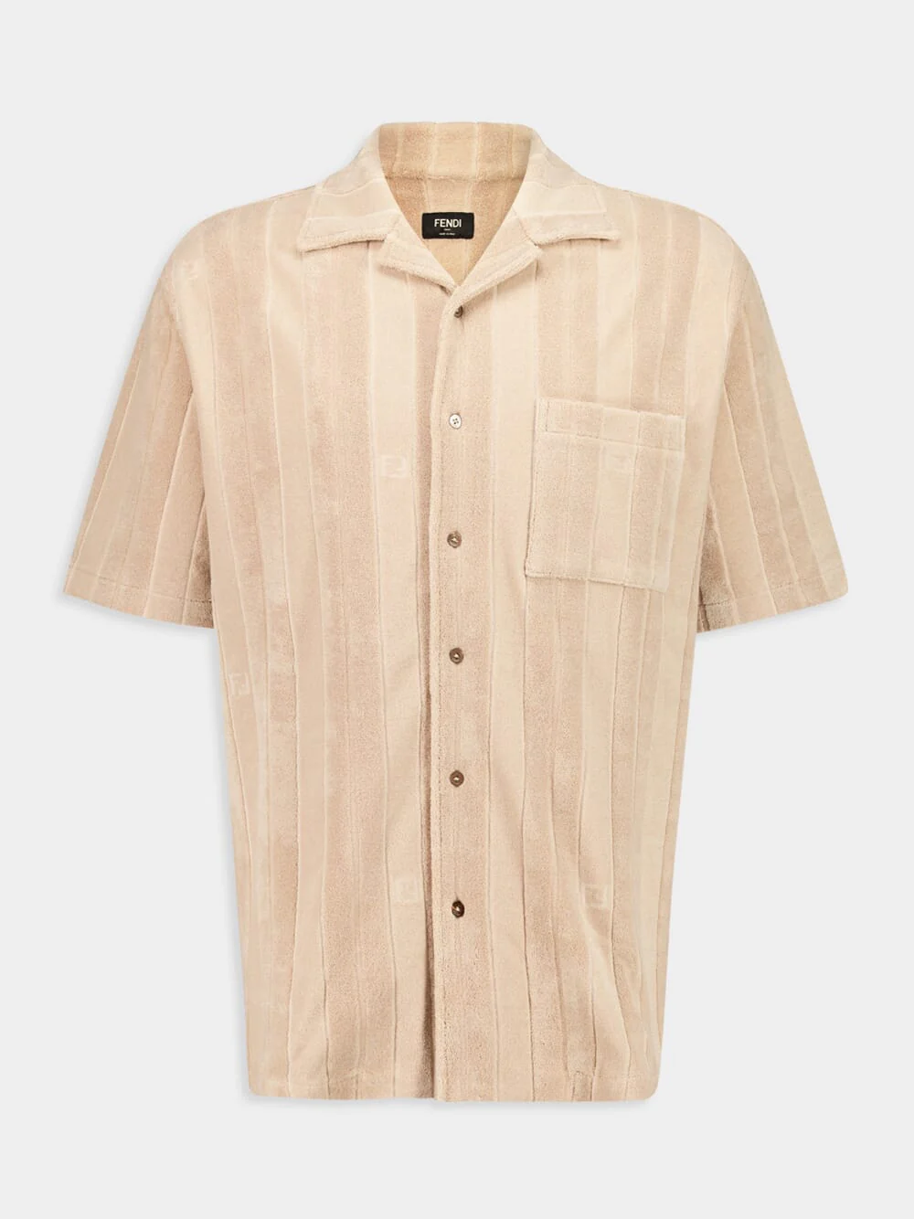 Beige Terry Jacquard Bowling Shirt
