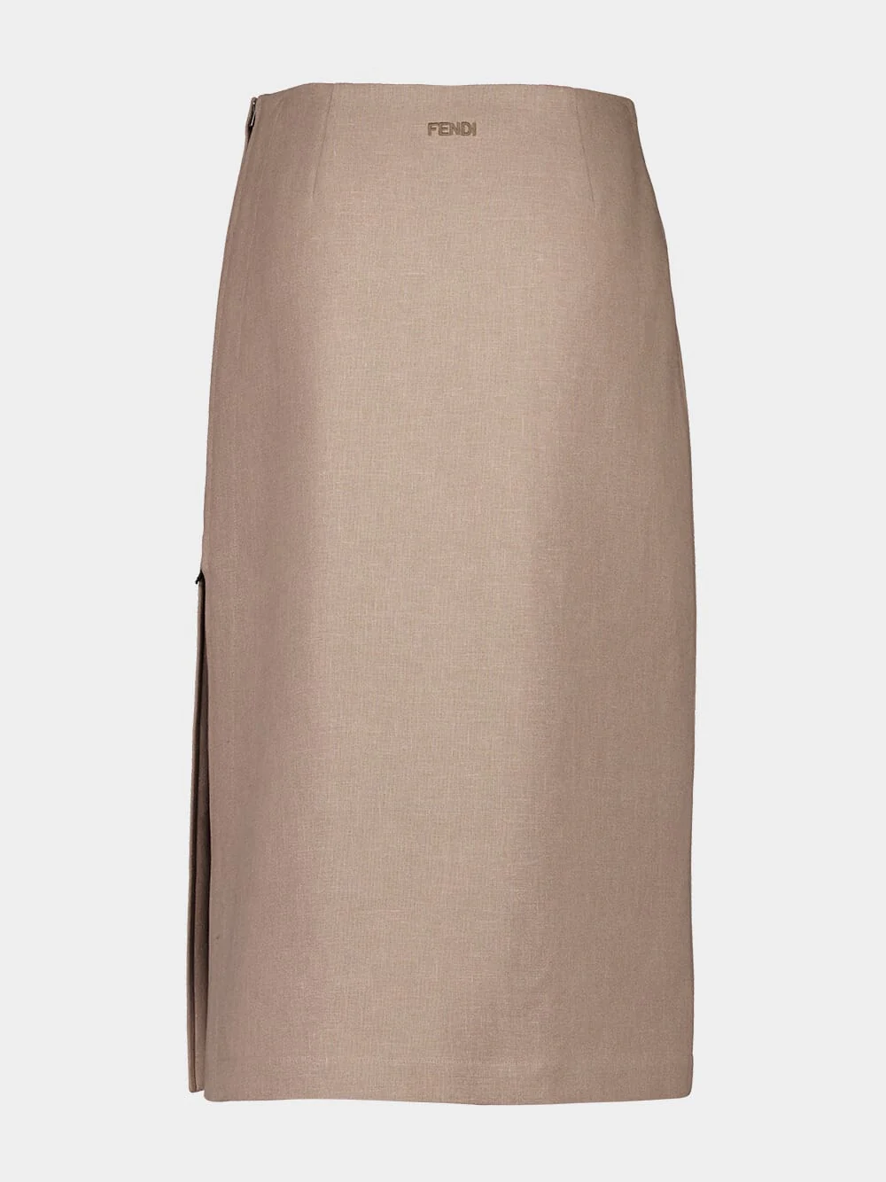 Beige Waxed Linen Midi Skirt - Image 3