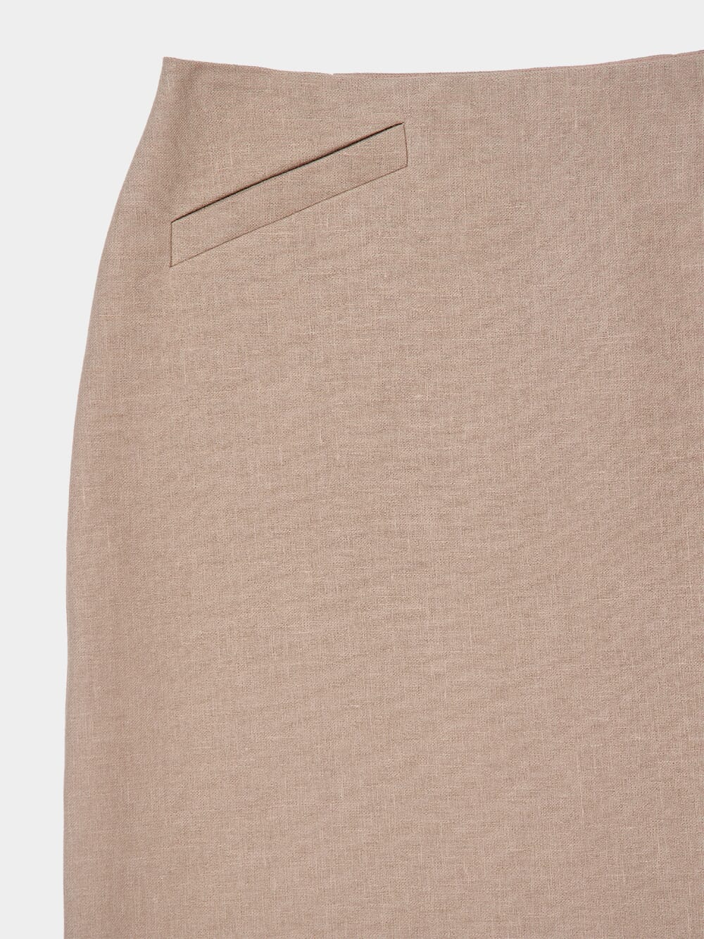 Beige Waxed Linen Midi Skirt - Image 4