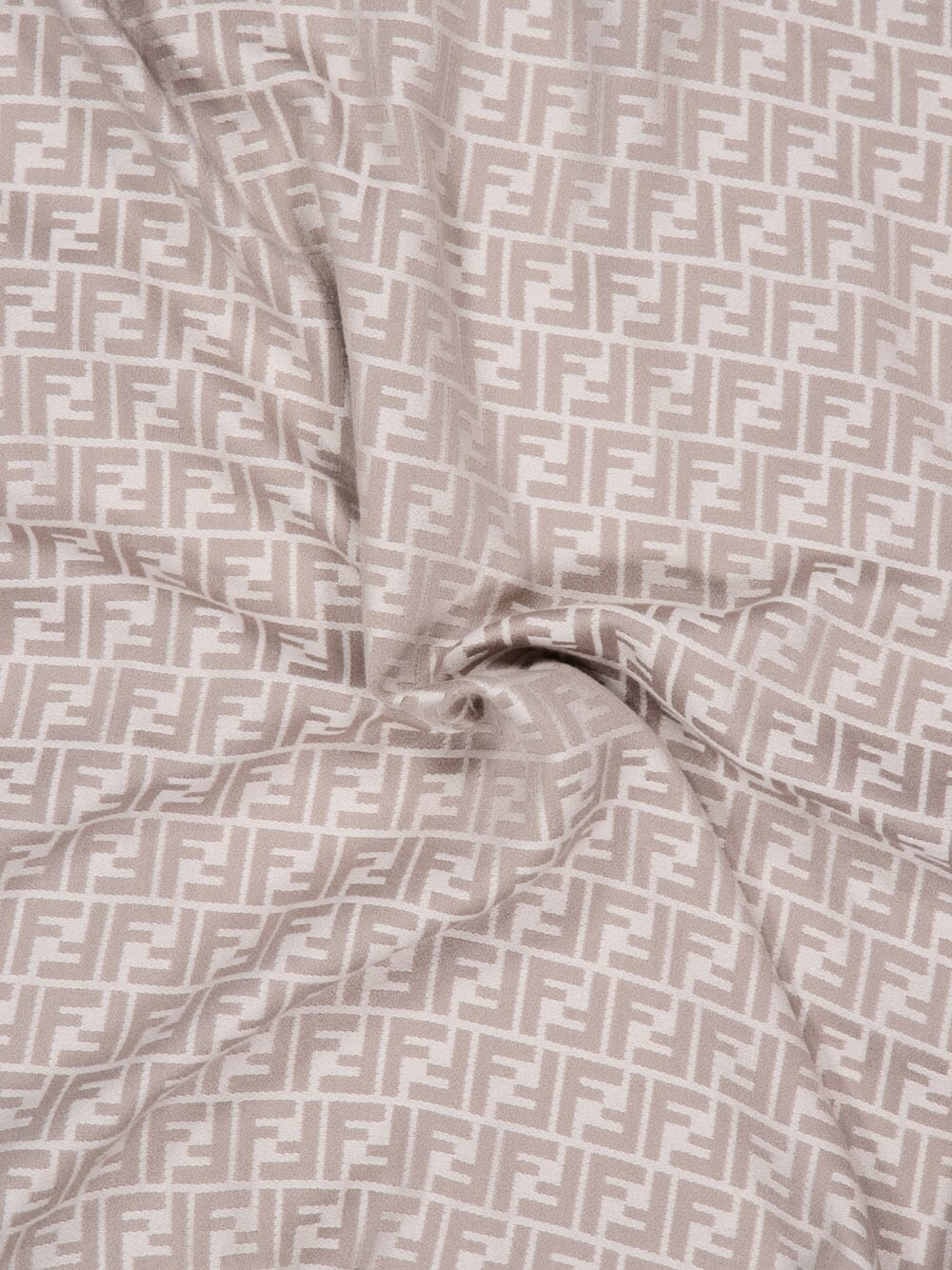 Beige Wool-Silk Jacquard FF Poncho - Image 4
