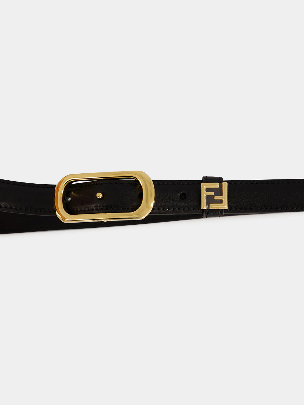 Black Leather FF Thin Belt - Image 3