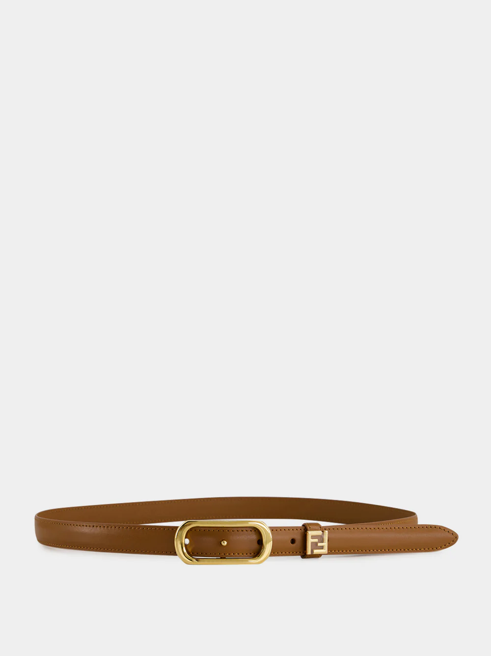 Brown Leather FF Thin Belt