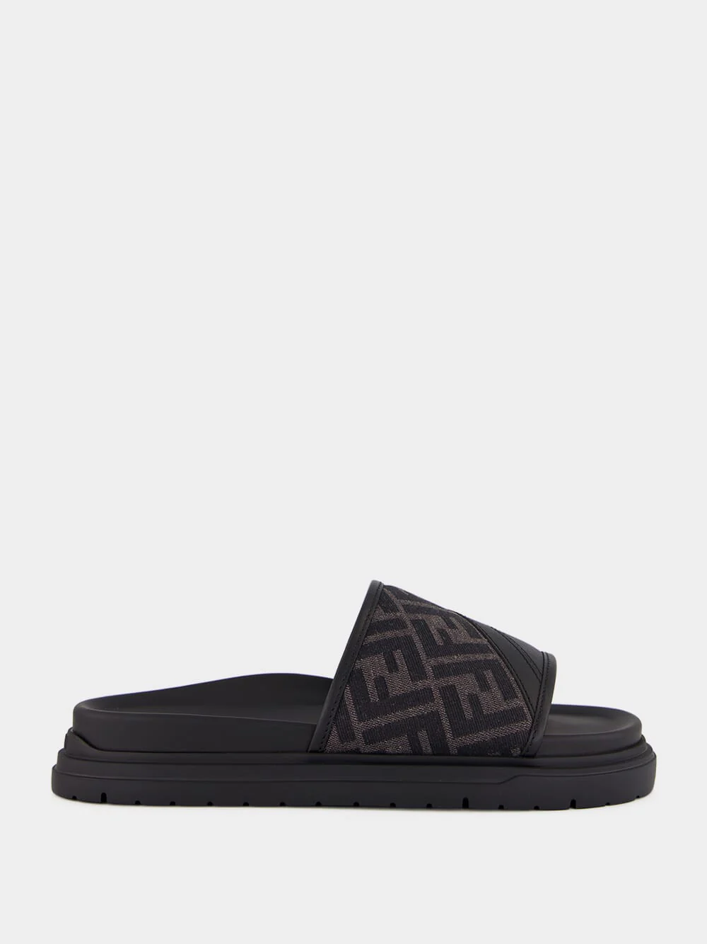 Black and Grey FF Jacquard Slide Sandals